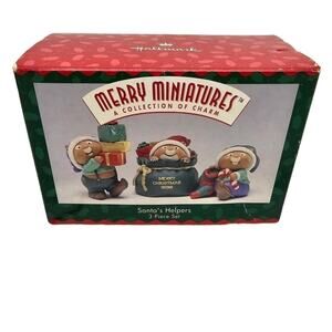 Hallmark Merry Miniatures Santa's Helpers 3 Piece Set A Collection of Charm 1996